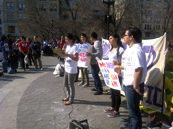 A New York State Youth Leadership Council rally in Union Square, NY, on March