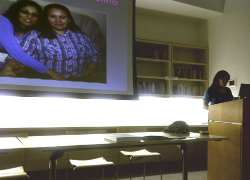 Von Diaz presenting at the New School about Queer Migrations