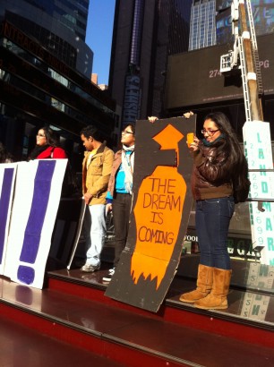 Girl holding sign at a 2010 DREAM Act rally in New York