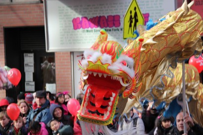 A dragon at the Chinese New Year parade in Chinatown
